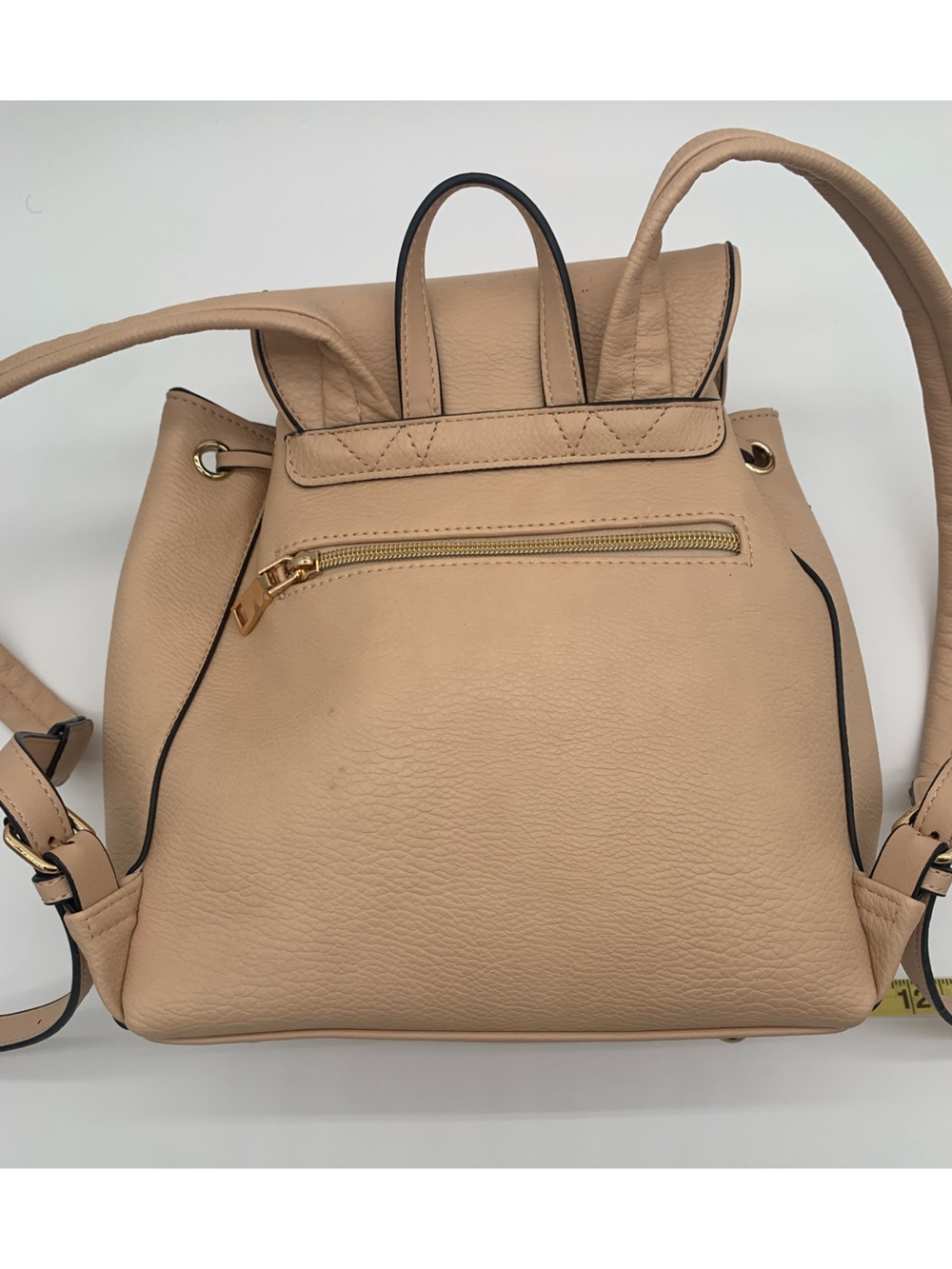 Poppy & Peonies Nude Pebbled Leather Drawstring Backpack - Picture 16 of 16